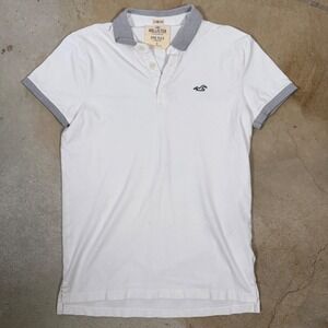 Hollister Epic Flex Stretch Mens White Short Sleeve Polo Shirt Size S